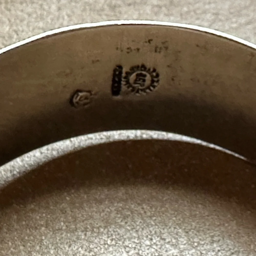 Vintage Sterling Silver cuff bangle bracelet Mexico modernist brutalist w chain - Picture 8 of 9